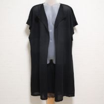 黒ラッセルレース使いロングカーディガン
