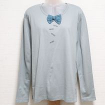ブルーグレーロゴリボン長Tシャツ【L】