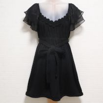 黒異素材カットソーチュニック