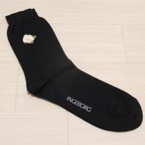 黒カメリア刺繍ソックス