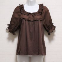 こげ茶ロゴ刺繍ローン使いカットソー【4(L)】