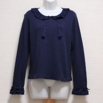 ネイビーローン×レース使いカットソー【4(L)】