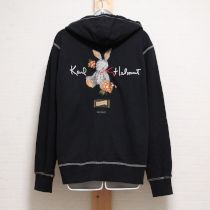 黒ギンガムうさぎ刺繍スウェットパーカー【3(M)】