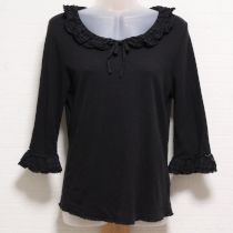 黒ローンフリルカットソー【4(L)】