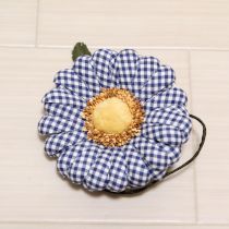 紺ギンガム雛菊コサージュ