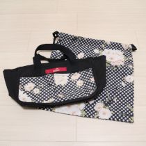 黒野薔薇ギンガムバッグ巾着付き