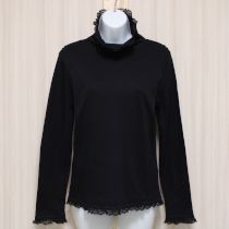 黒レース使いハイネックカットソー【4(L)】