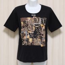 黒ブルーミングテディパッチワークTシャツ【L】