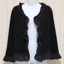 黒フリル使いカットソーカーディガン