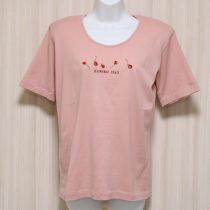 ピンクラズベリー刺繍Tシャツ