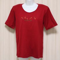 赤ラズベリー刺繍Tシャツ