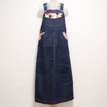紺パッチワークデニムサロペットスカート