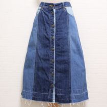 ブルー系OKAYAMA DENIMパッチワークスカート【3(M)】