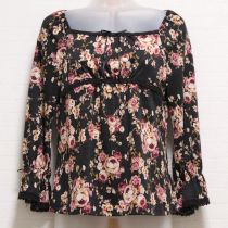 黒ブーケカットソー【S】