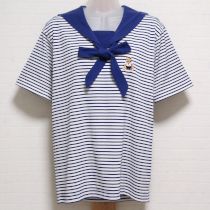 紺×白セーラーくま刺繍セーラーカットソー