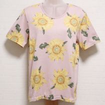 ピンクひまわりプリントTシャツ