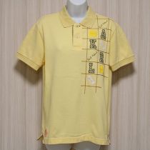 クリームギンガムロゴパッチワークポロシャツ【3(M)】