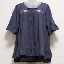 パープル刺繍天日干しローンレイヤー風チュニック