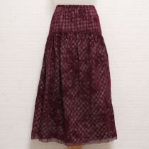 ボルドーチェックオンフロッキーシフォンスカート