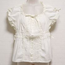 生成ロゴ刺繍入りピコフリルブラウス