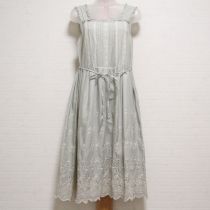 薄荷アンティークローズボーダー刺繍キャミソールワンピース