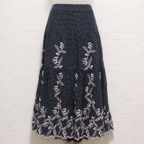 紺鈴蘭刺繍ドットスカート【13号】