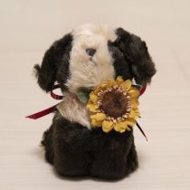 こげ茶系雛菊付き犬ぬいぐるみコサージュ