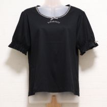 黒リボン使いカットソー【4(L)】