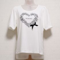 白ハートリースプリントTシャツ【9号】