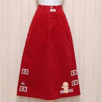 赤はだかキューピー刺繍Aラインスカート【L】