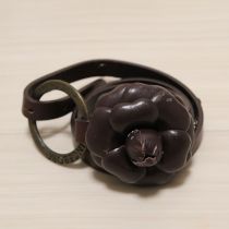 こげ茶カメリアモチーフベルト
