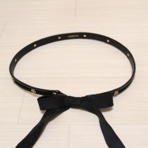 黒カメリアモチーフ付きリボンベルト