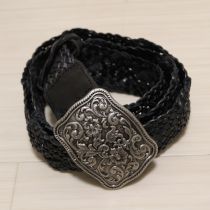 黒レリーフバックルメッシュベルト