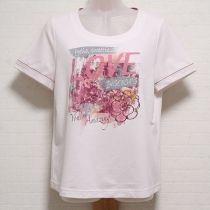 ピンクカメリアプリントTシャツ【4(11号)】