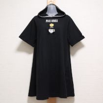 黒ひまわり刺繍フード付きカットソーチュニック