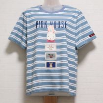 ブルーうさぎ&チェリーボーダーTシャツ