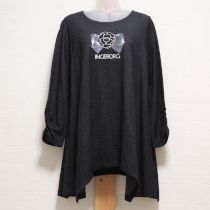 黒リボンカメリア刺繍カットソーチュニック【3(9号)】