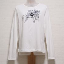 オフ白リボンカメリア長Tシャツ