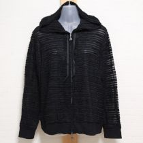 黒フラワーモチーフストレッチカットソーパーカー【4(11号)】