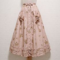 ピンクブーケプリントピコフリルローンスカート