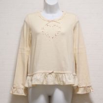 生成ビーズ使いハート刺繍カットソー【M】