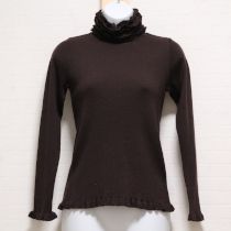 こげ茶フリル使いハイネックセーター【9号】