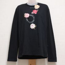 黒薔薇刺繍アップリケ長Tシャツ【M】