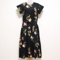 黒一輪薔薇ptカットソーワンピース