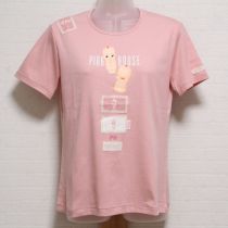 ピンクキューピープリントTシャツ【L】