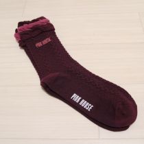 ボルドーロゴ入りフリルソックス