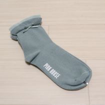 ブルーグレーリボン付きフリルソックス