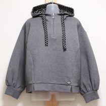 グレードット使いフード付きカットソー【4(11号)】
