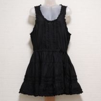 黒ピコフリルローンノースリチュニックブラウス