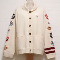 生成スクールワッペン付きラグビーくま刺繍カーディガン【L】